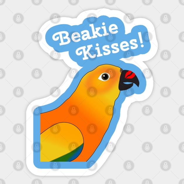 Beakie Kisses Sun Conure Parrot Sticker by Einstein Parrot